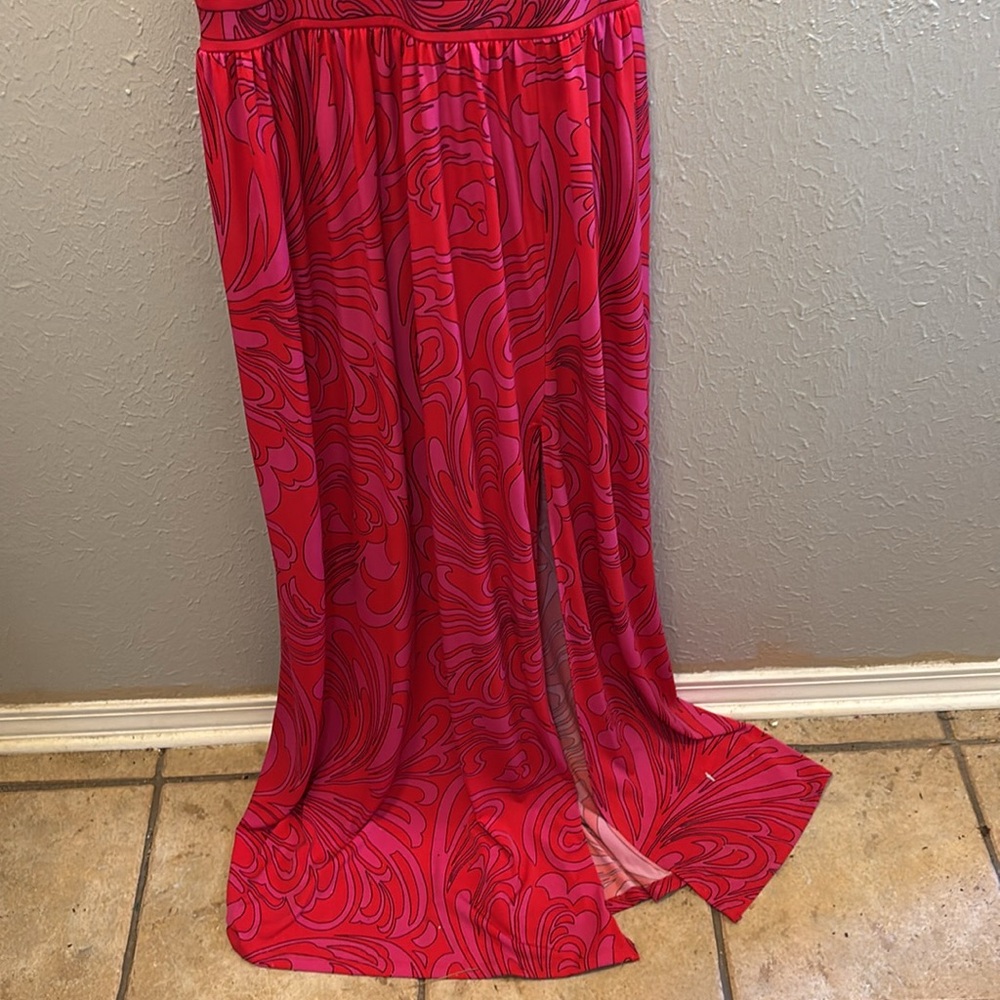 Michael Kors Cynthia Pink Paisley Halter Maxi Dress Women’s Size Medium - Picture 4 of 11
